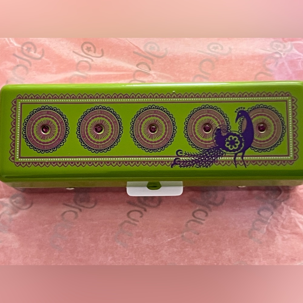 Fashionable Lipstick Case Holder with Mirror - Green cases with Peacock Design